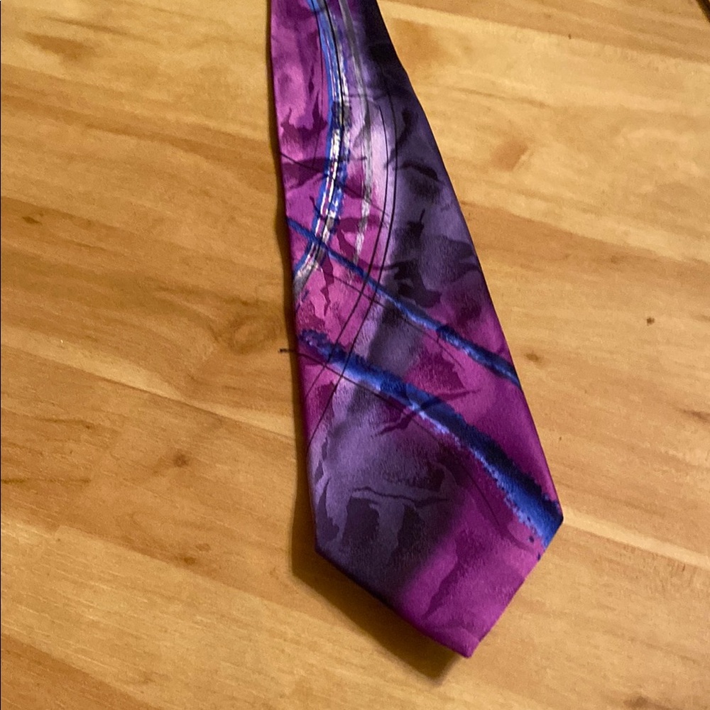 J. Garcia Purple and Blue Silk Tie with Bold Pattern